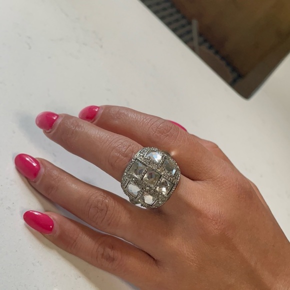 Elegant Silver tone Ring with Crystal Accents#6 - Picture 2 of 6